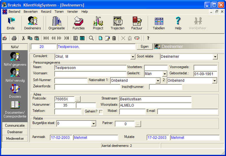 Schermafdruk Brokzis Clientvolgsysteem